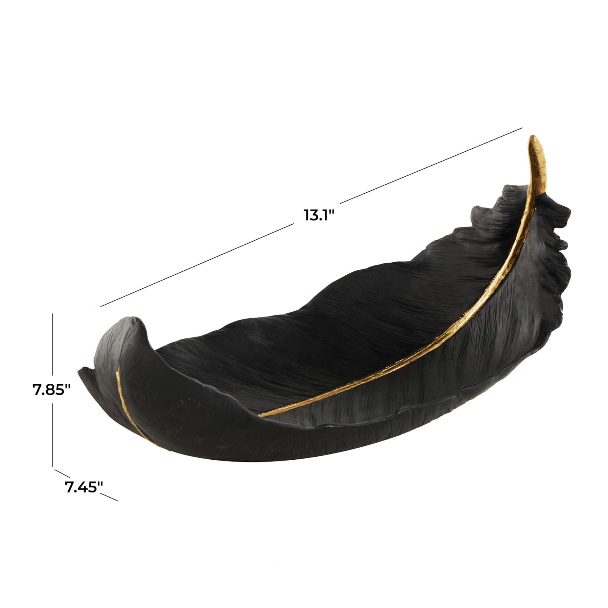 CosmoLiving by Cosmopolitan 13" Black Feather Decorative Bowl